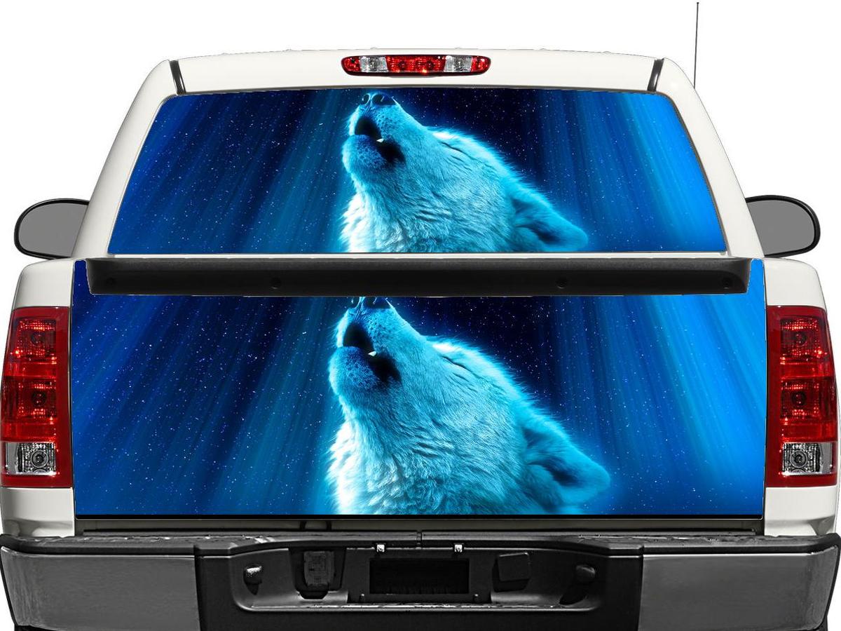 Autocollant en vinyle pour lunette arrière ou hayon Polar Wolf pour pick-up et SUV