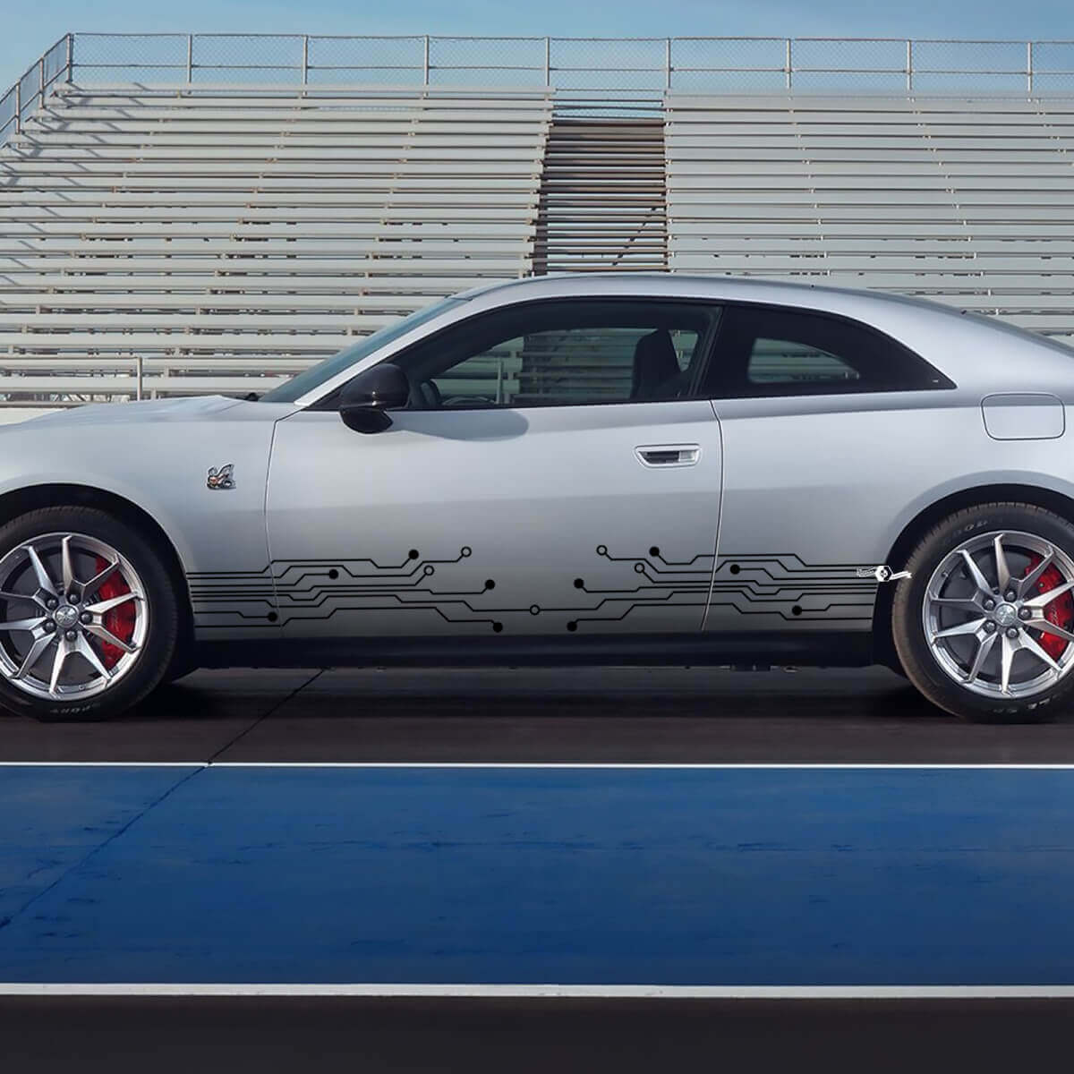 Autocollant Vinyle Latéral Style Microprocesseur pour Dodge Charger Électrique 2024+