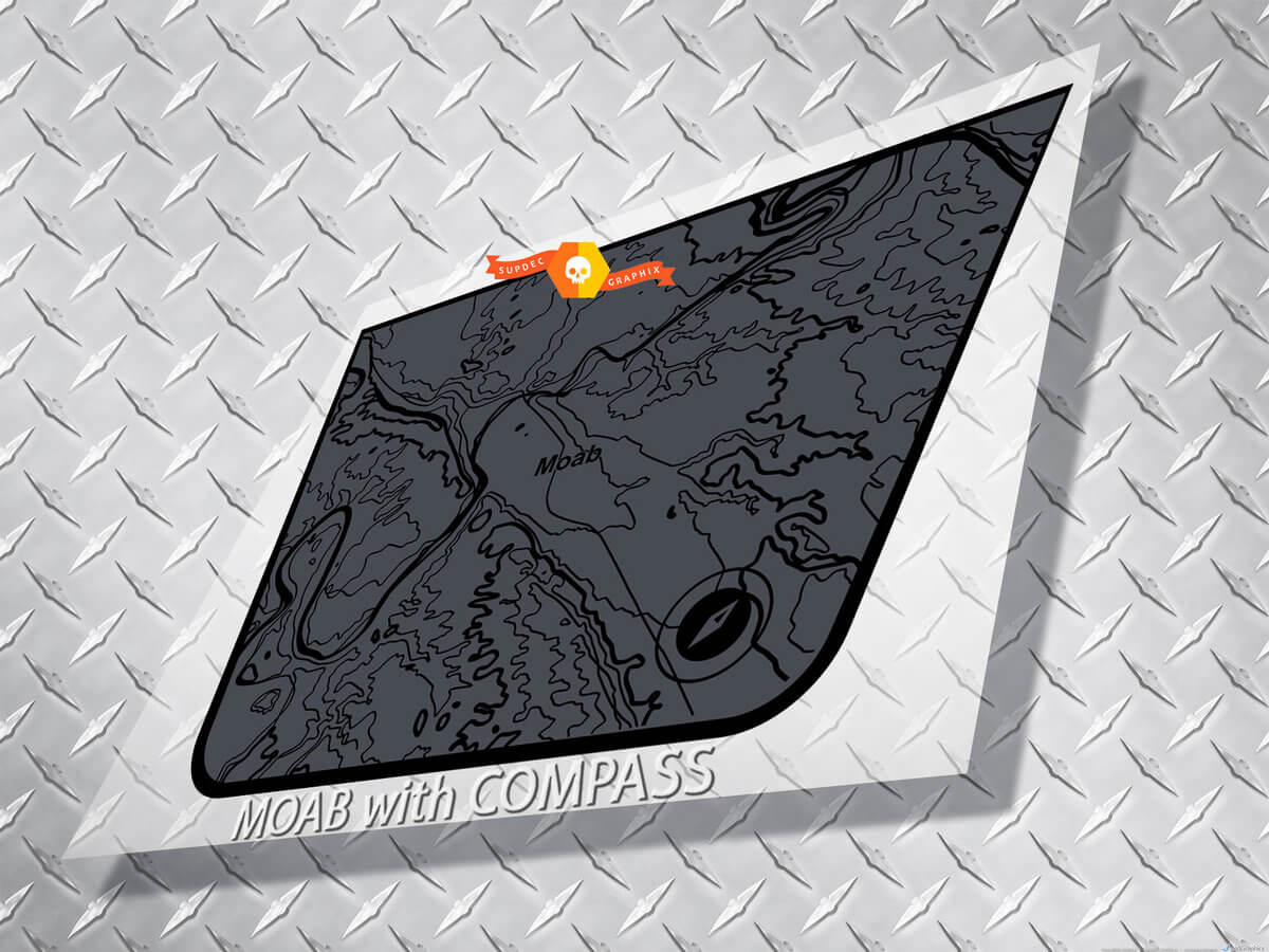 Autocollant en vinyle noir pour capot avec carte de Moab et boussole pour Jeep Wrangler