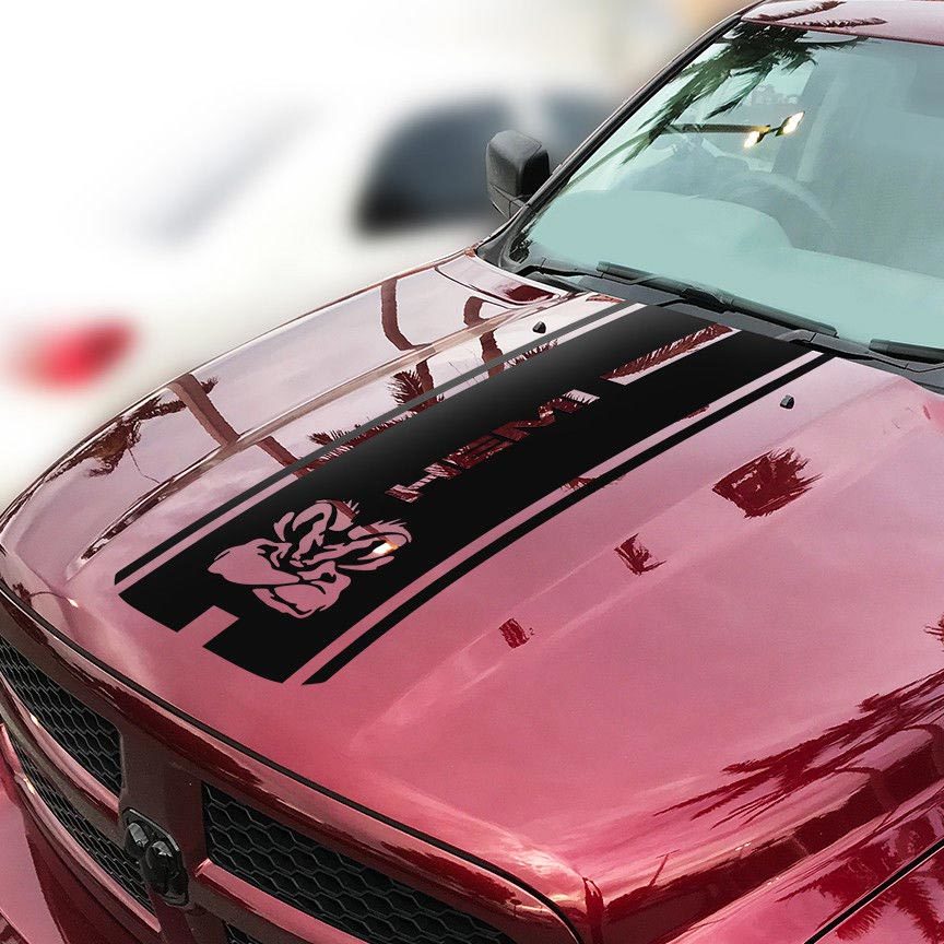 Hemi 1500 2500 3500 Dodge Ram Rebel Mopar Hood Sticker Decal Cut Vinyl Stripes Graphic s
