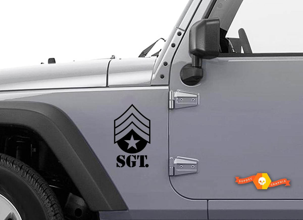 Kit de décalcomanies d'aile latérale Sergent militaire SGT pour Jeep Wrangler TJ LJ JK