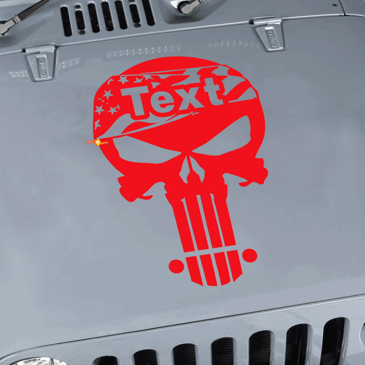 Autocollant en vinyle personnalisable tête de mort Punisher drapeau USA pour capot Jeep Wrangler