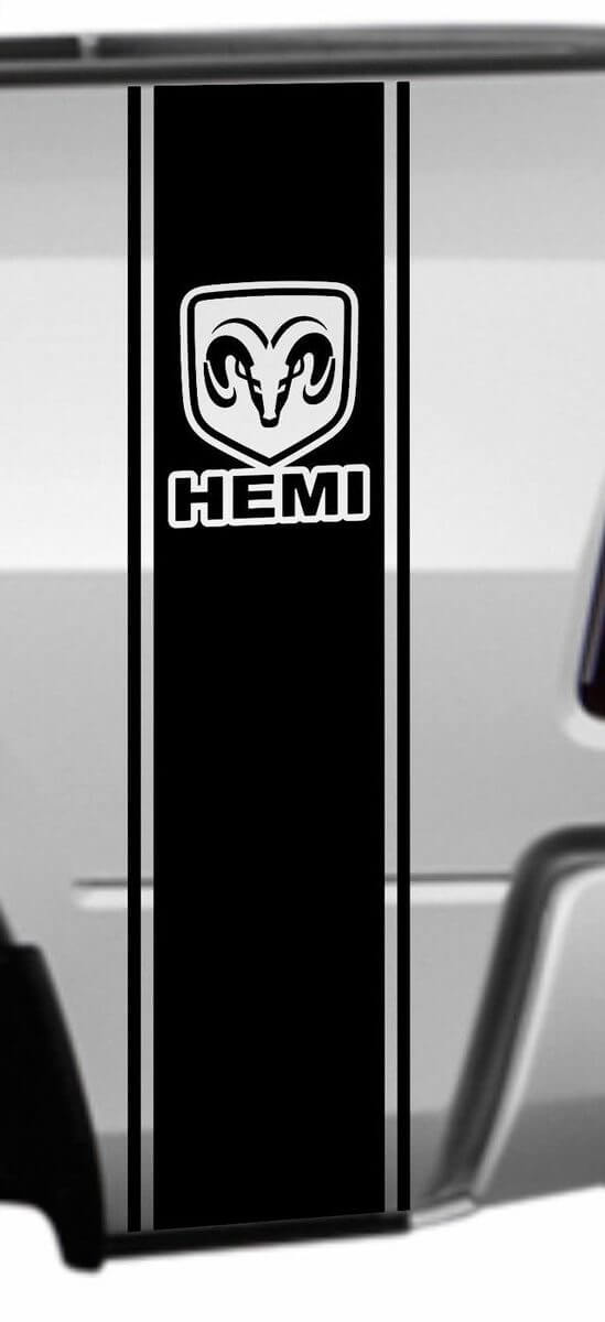 Autocollant Vinyle Bande Latérale Arrière Logo HEMI pour Dodge Ram 1500 2500 3500