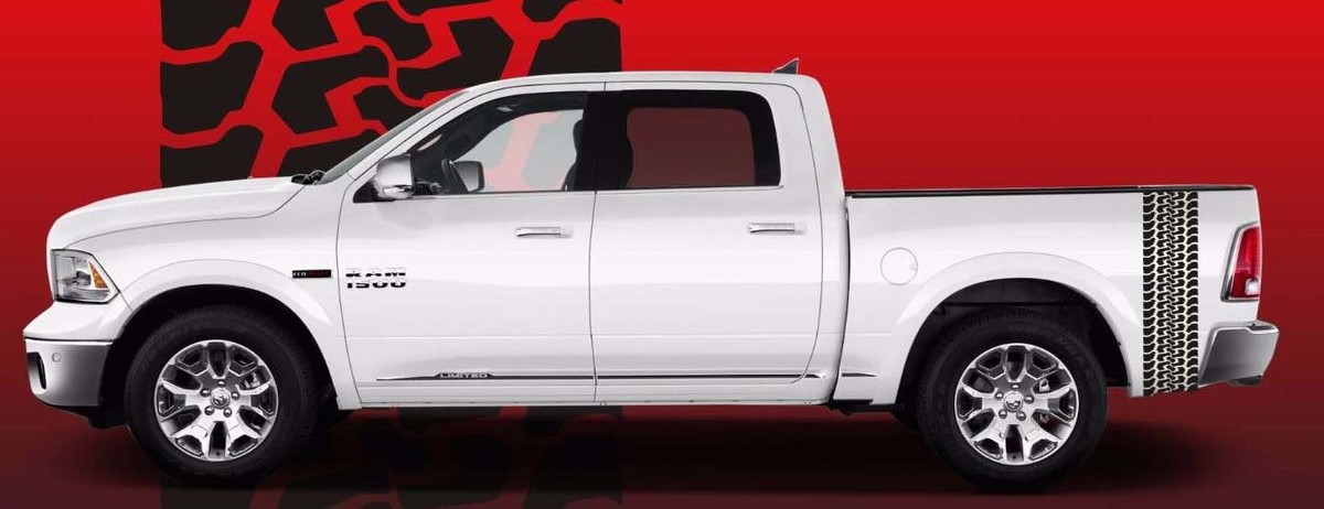 Dodge Ram 2016 HEMI MOPAR SPORT BIG HORN Pneu Tread Truck Bed Autocollant Ensemble d’autocollants
