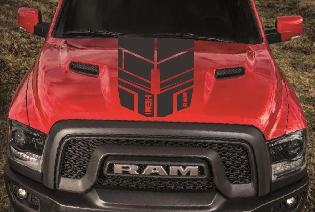 DODGE RAM 1500 HOOD simple rayures vinyle autocollant autocollants personnalisé hemi