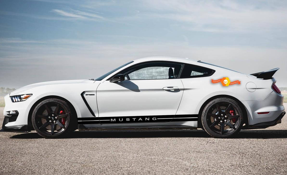Décalcomanie Vinyle Autocollant Side Rocker Stripes pour Ford Mustang GT 500 Porte Panneau Capot
