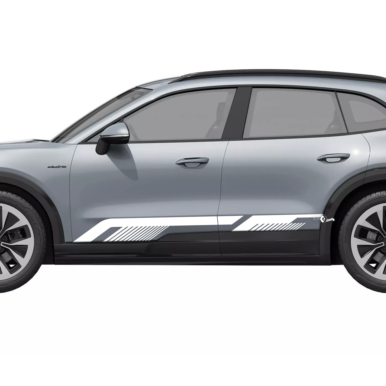 Autocollant Vinyle Fines Lignes Latérales pour Bas de Caisse Porsche Cayenne Électrique