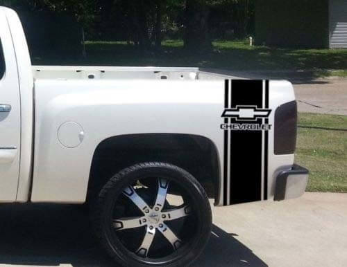 Autocollant personnalisé à rayures pour lit de camion Chevrolet, ensemble de (2) pour pick-up Chevy
