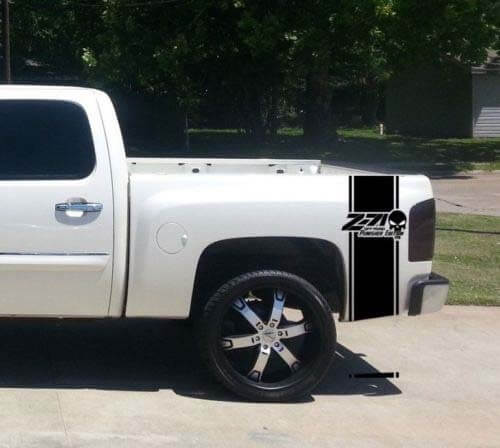 Kit de décalcomanies en vinyle bandes latérales arrière Z71 Punisher Skull pour camionnette Chevy/GMC