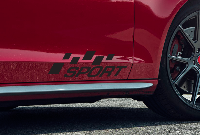 Drapeau de sport - NOIR Side Stripe Sticker Sticker Vinyl Racing Stripe Car graphic