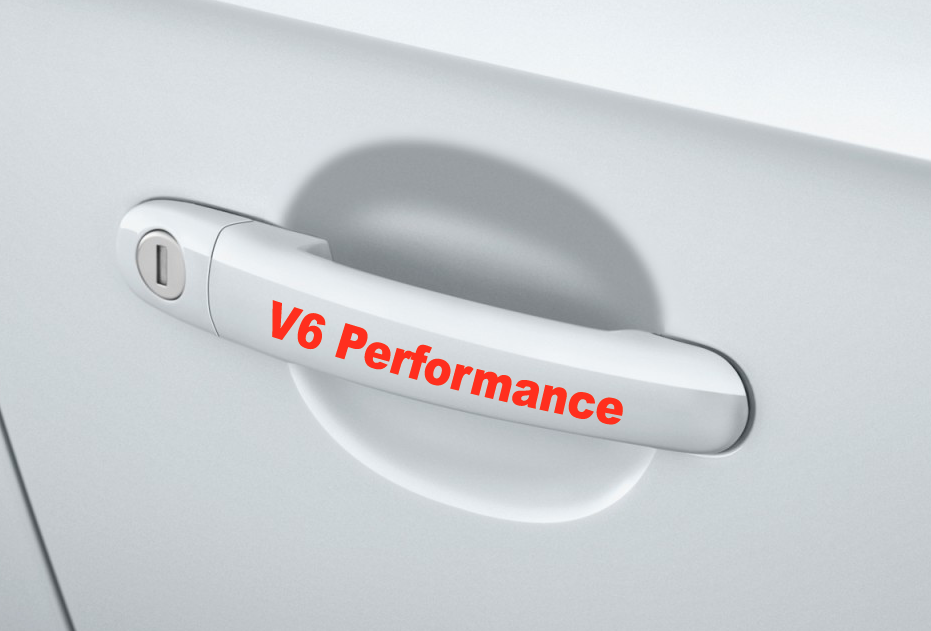 V6 Performance - Kit d'autocollants de poignée de porte - Autocollant d' emblème de voiture de sport