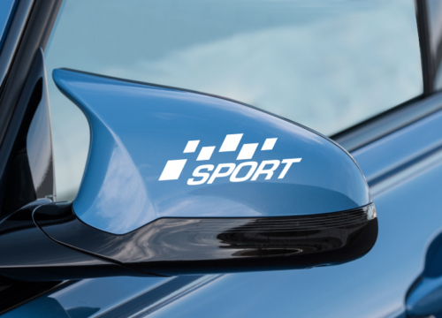 Lot de 2 miroirs de drapeau de sport - autocollant blanc à rayures latérales en vinyle Racing Stripe