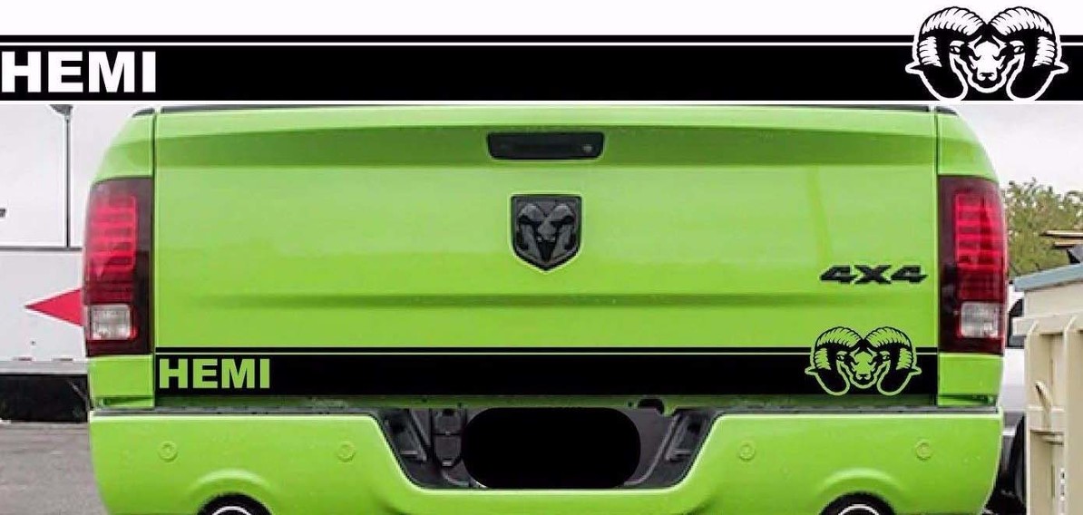 Ram 1500 Mopar Skull Tailgate Stripe Autocollant Décalcomanie Hemi Dodge Truck 2009-2018 DR14
