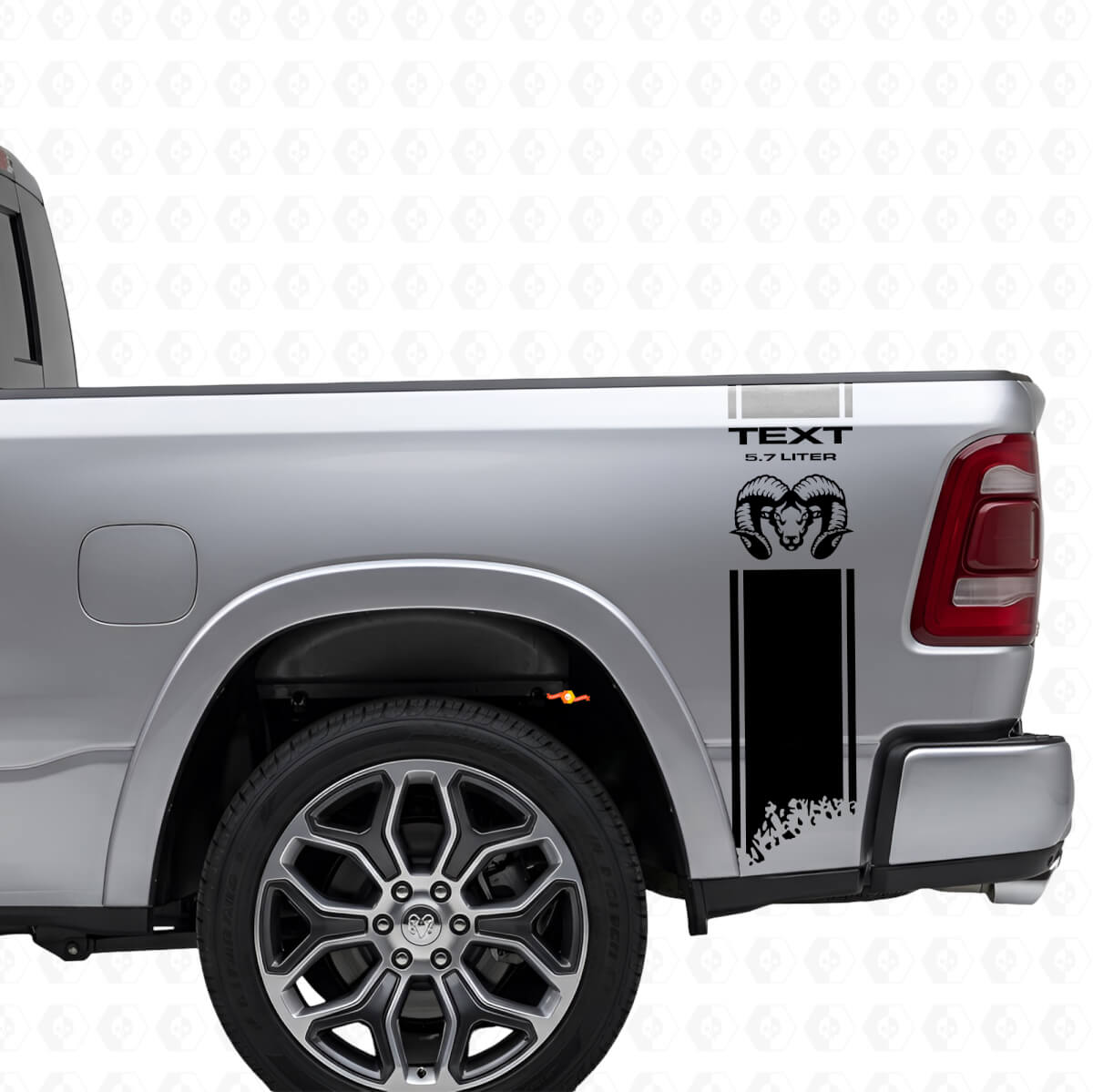 Ensemble de décalcomanies en vinyle de bandes latérales personnalisées Hemi 5,7L Dodge Ram 1500-3500