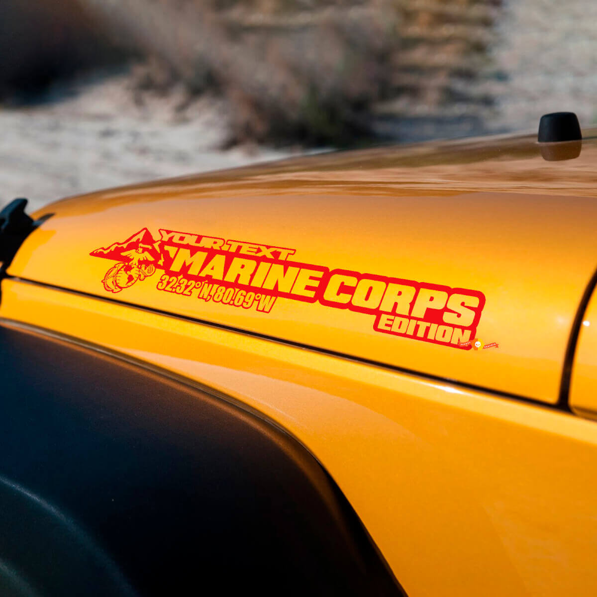 Jeu d'autocollants vinyles latéraux édition personnalisée Corps des Marines pour Jeep Wrangler