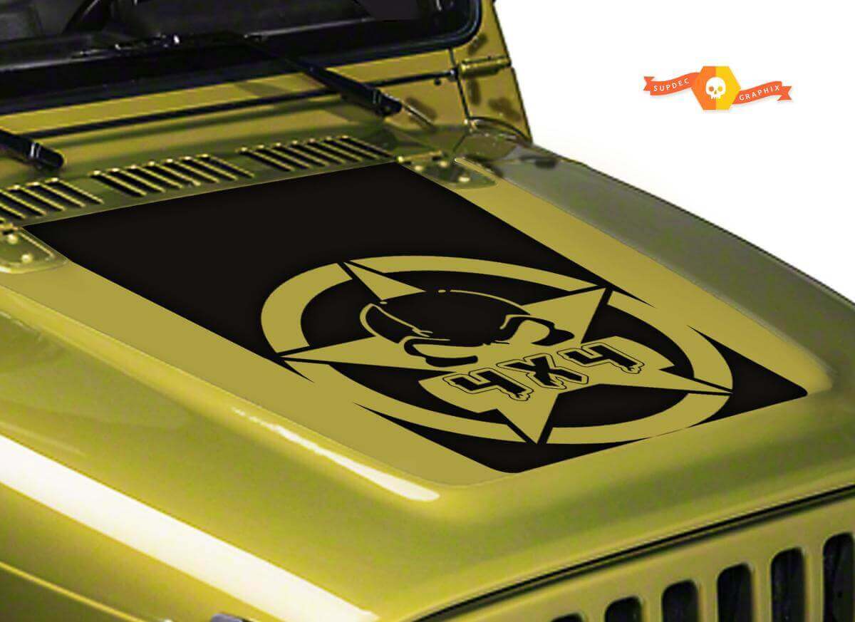 Autocollant en vinyle capot étoile 4x4 masque à gaz pour Jeep Wrangler LJ TJ JK JKU