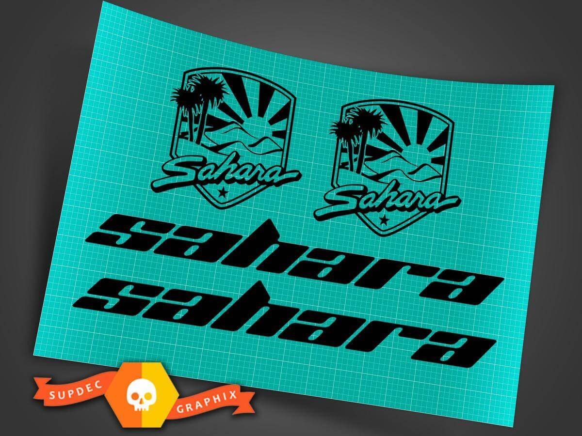 Kit de décalcomanies en vinyle Sahara avec lettrage et logo latéral pour capot Jeep Wrangler