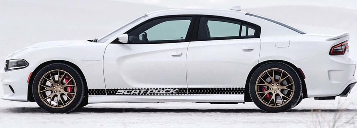 Kit de décalcomanies latérales en vinyle style nid d'abeille Scat Pack pour Dodge Charger 2011-2018