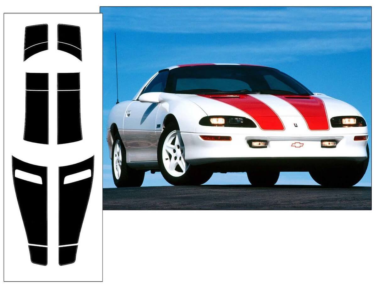 Autocollants vinyle rayure de course anniversaire 30e côté supérieur pour Chevrolet Camaro Z28 Coupé 1993-1997