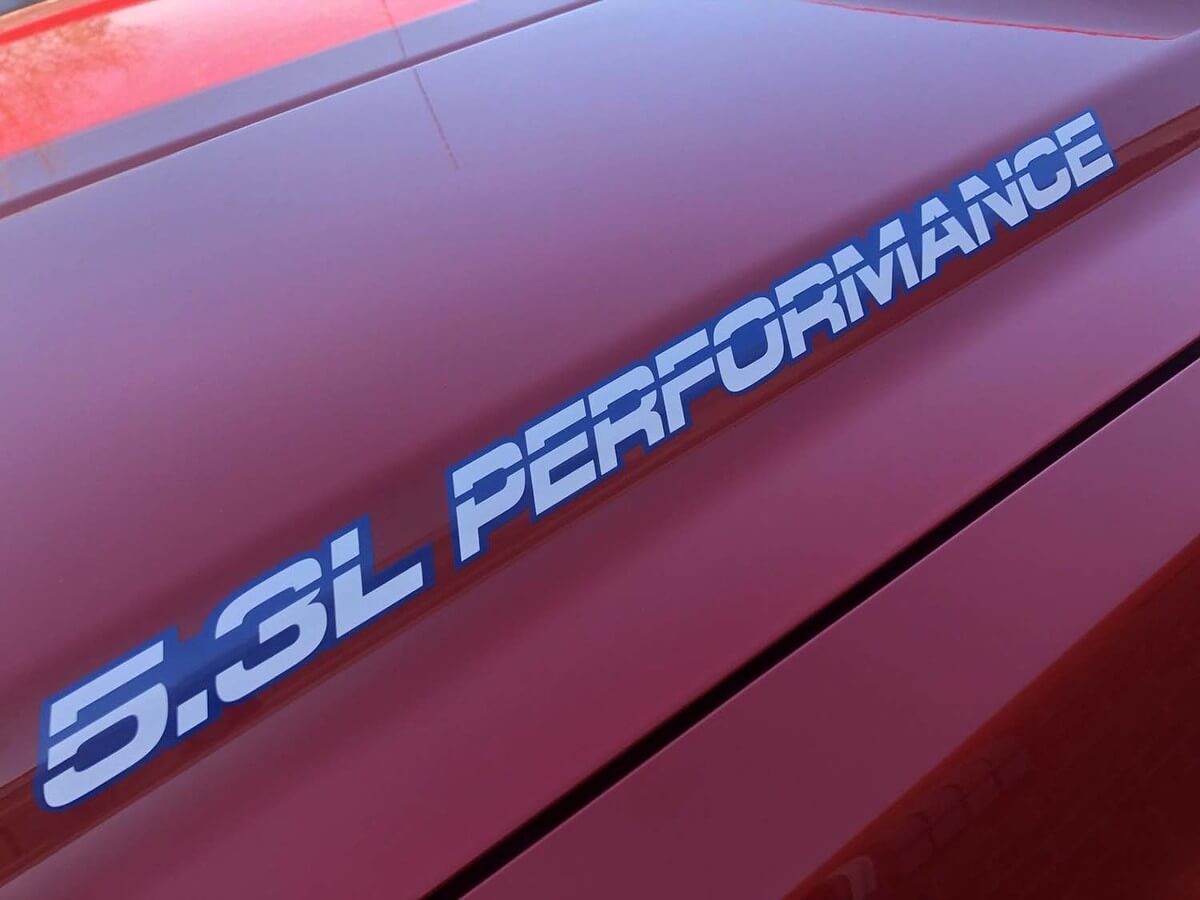 PERFORMANCE 5,3 L + capot contour, autocollants de carrosserie pour Chevy, GMC, Silverado, Sierra
