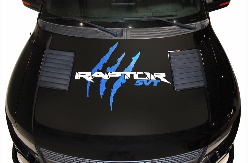 Autocollant en vinyle pour capot Raptor, pour F-150 Raptor SVT 10-14 F150, blanc + bleu, déchirure
