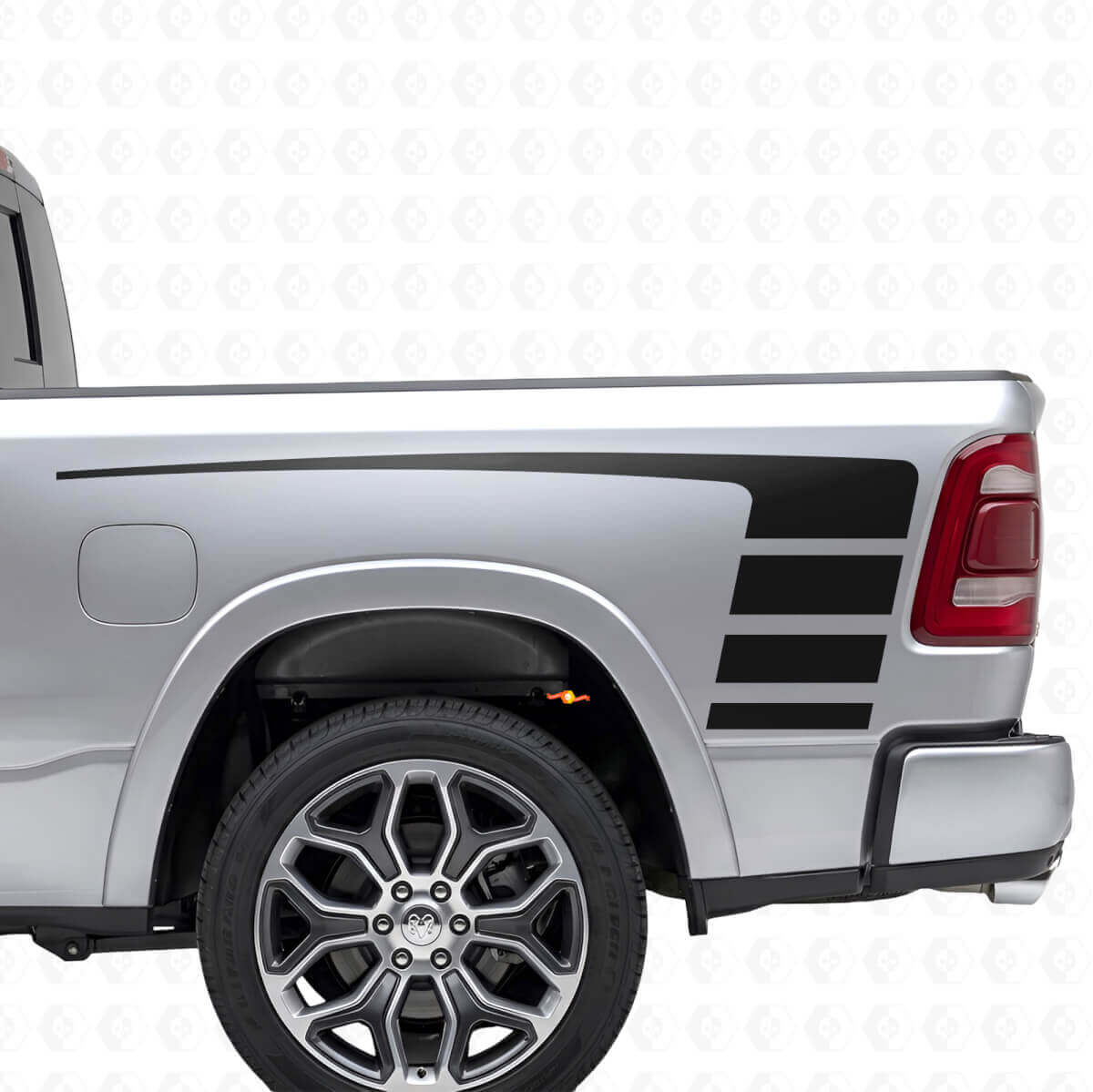 Kit d'autocollants en vinyle à rayures Strobe Stile pour capot et côtés de benne pour Dodge Ram 1500