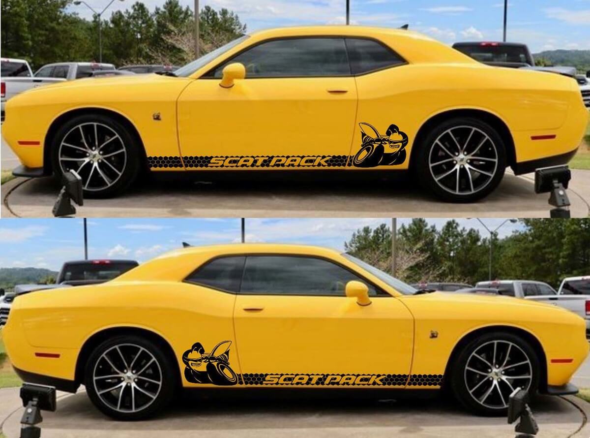 Kit d'autocollants en vinyle de bandes latérales Scat Pack pour Dodge Challenger 2011-2018