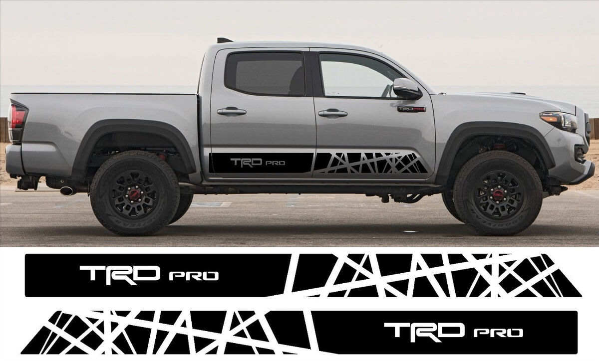2X Toyota Tacoma 2016 Trd Pro côté jupe Vinyle Stickers graphique rallye autocollant