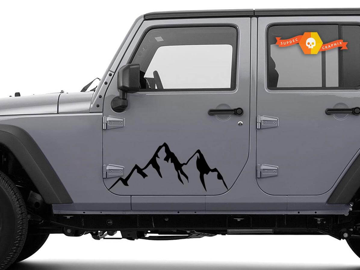 Autocollant Vinyle Décoratif Montagnes pour Porte de Jeep, Camping-car, Camion, Remorque
