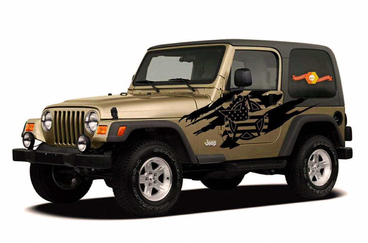 Autocollant en vinyle délavé étoile de l'armée américaine pour Jeep Wrangler 1997-2006