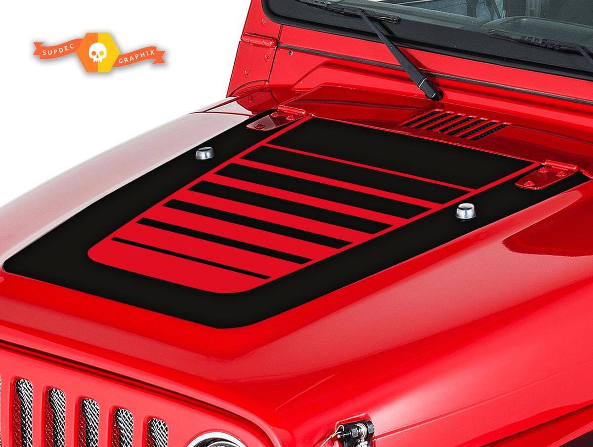 Kit d'autocollants en vinyle à rayures stroboscopiques pour capot Jeep Wrangler TJ 1999-2006