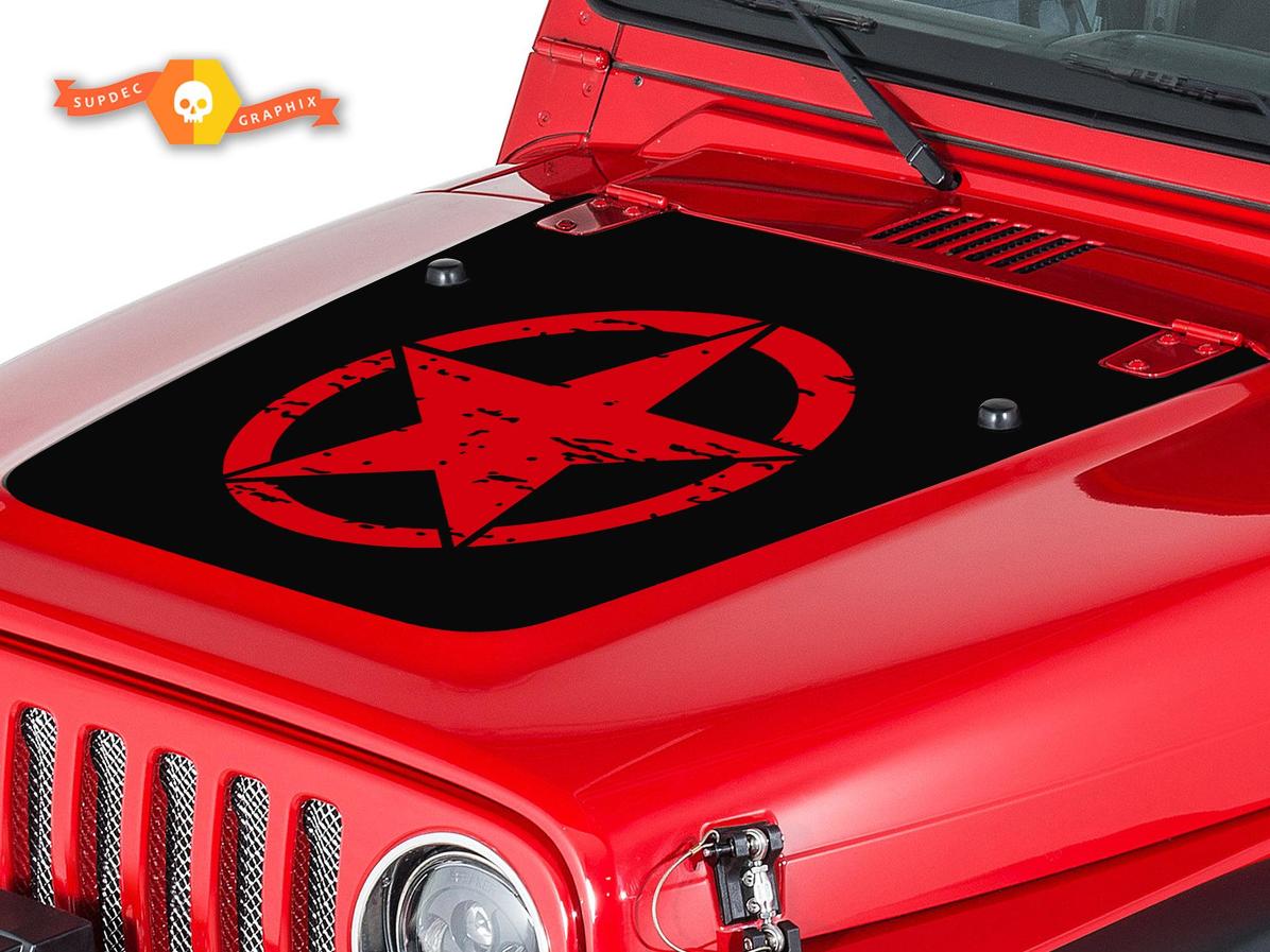 Autocollant vinyle décalque capot étoile usée pour Jeep Wrangler 1999-2006