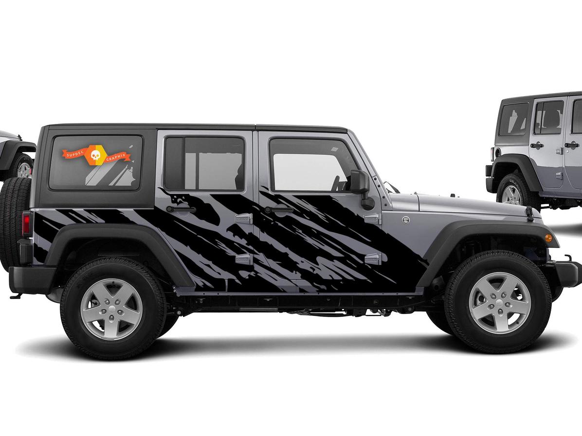 Autocollant vinyle latéral style cassé pour Jeep Wrangler 2007-2016