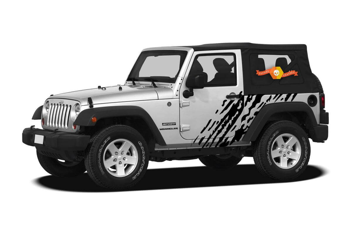 Kit de décalcomanies latérales en vinyle éclaboussures de boue pour Jeep Wrangler JK 2 portes 2007-2016