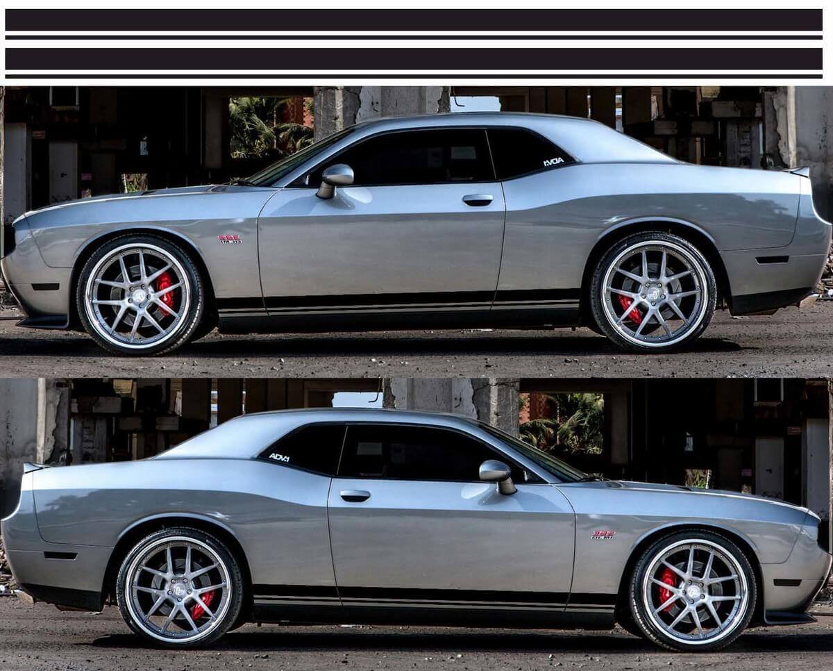 Kit d'autocollants en vinyle bande latérale style rallye pour Dodge Challenger 2009-2018