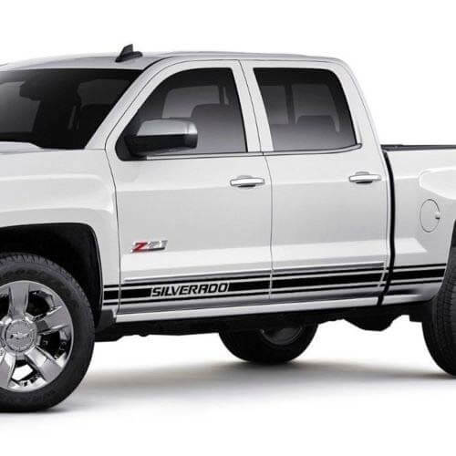 Chevrolet Silverado mk3 bandes latérales graphiques Autocollant Autocollant panneau de porte Autocollant Autocollant Vinyle noir
