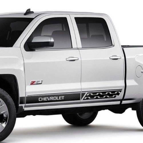 Chevrolet Silverado mk3 bandes latérales graphiques Autocollant Autocollant panneau de porte Autocollant Autocollant Vinyle noir

