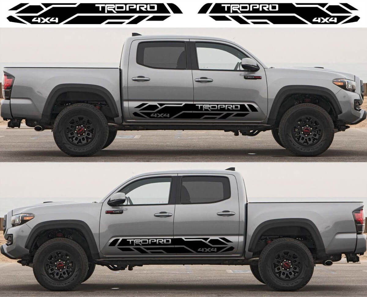 2X Toyota Tacoma 2016- 2020 Trd Pro côté jupe Vinyle Stickers graphiques rallye autocollant kit