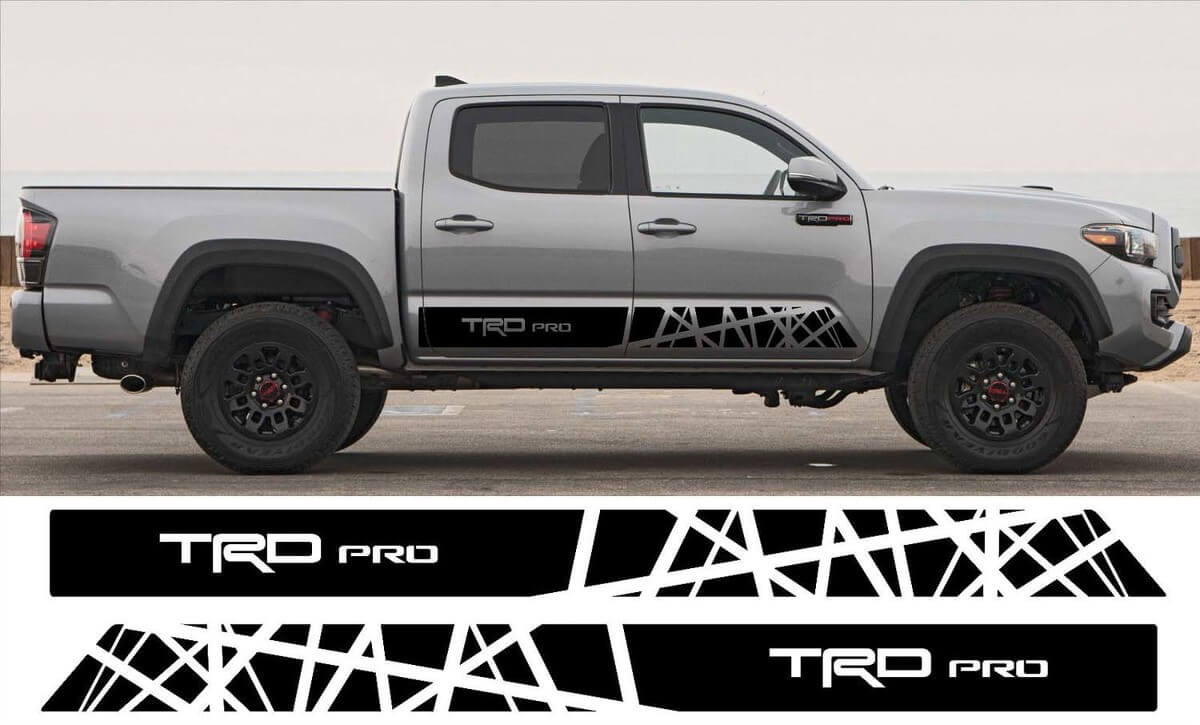2x Toyota Tacoma 2016 Trd Pro côté jupe vinyle autocollants graphiques rallye autocollant kit