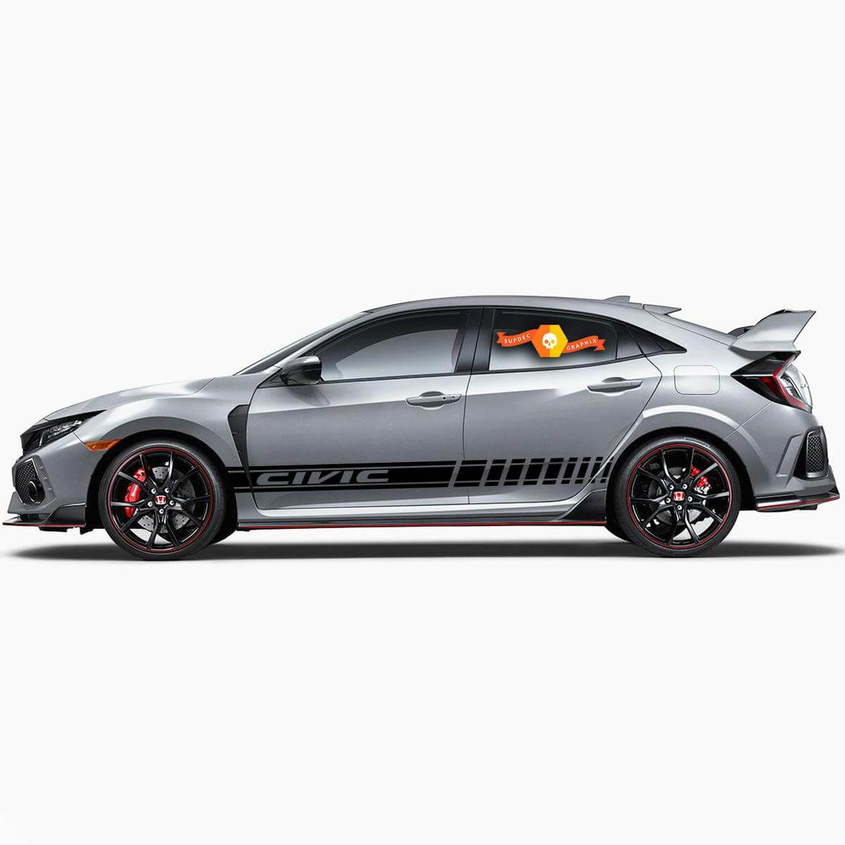 Lot de 2 autocollants en vinyle de course de voiture à bande graphique multicolore pour Honda Civic