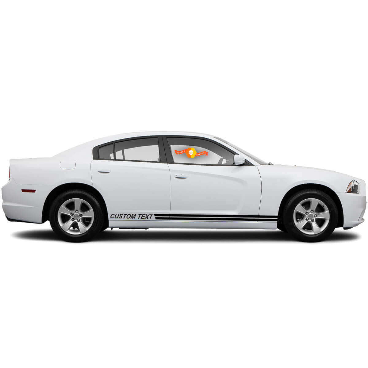 Texte personnalisé avec autocollant vinyle latéral à double bandes pour Dodge Charger 2011-2014