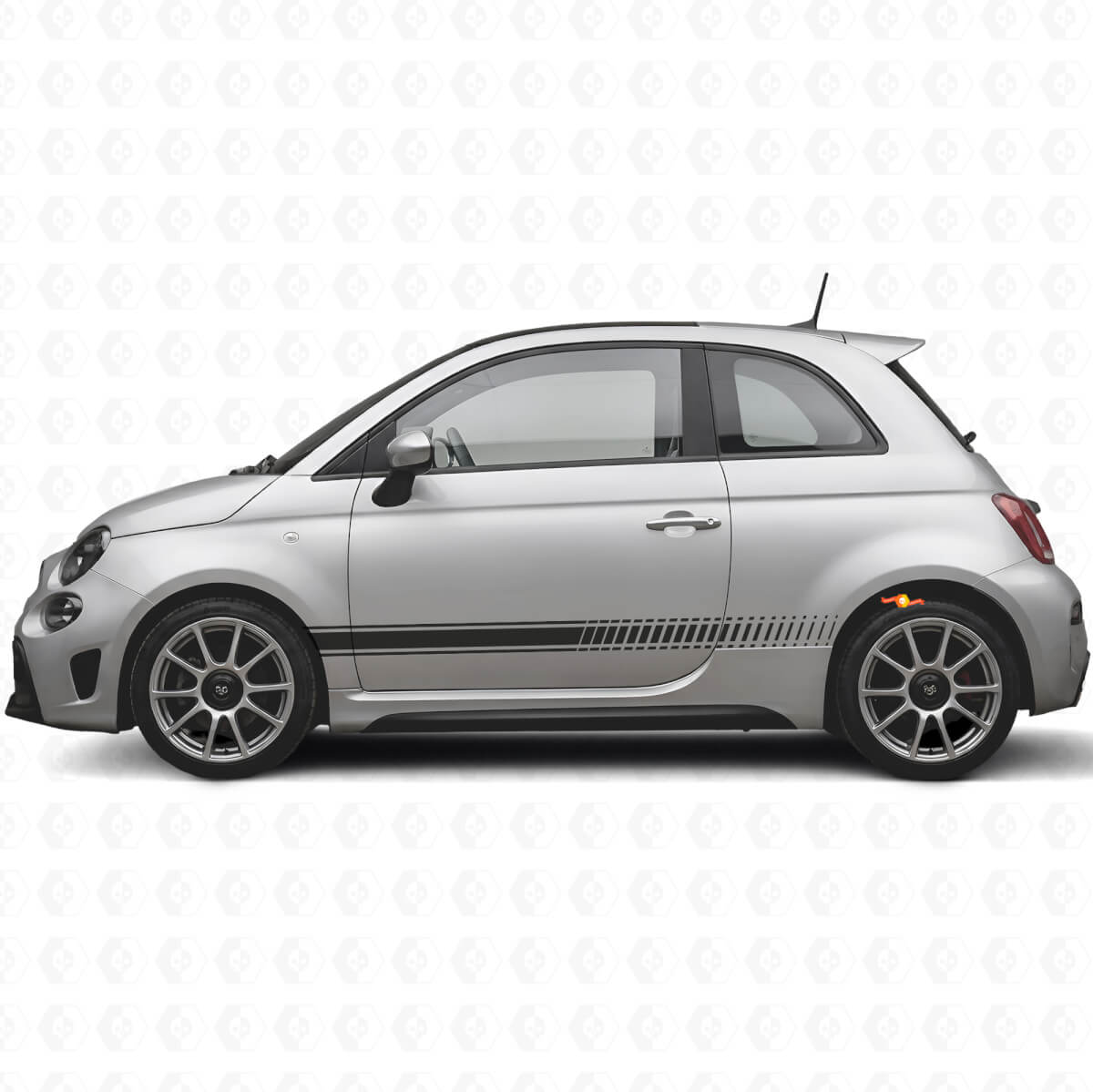 Kit de décalcomanies vinyle bandes latérales de course à damier pour Fiat 500 Abarth 2007+
