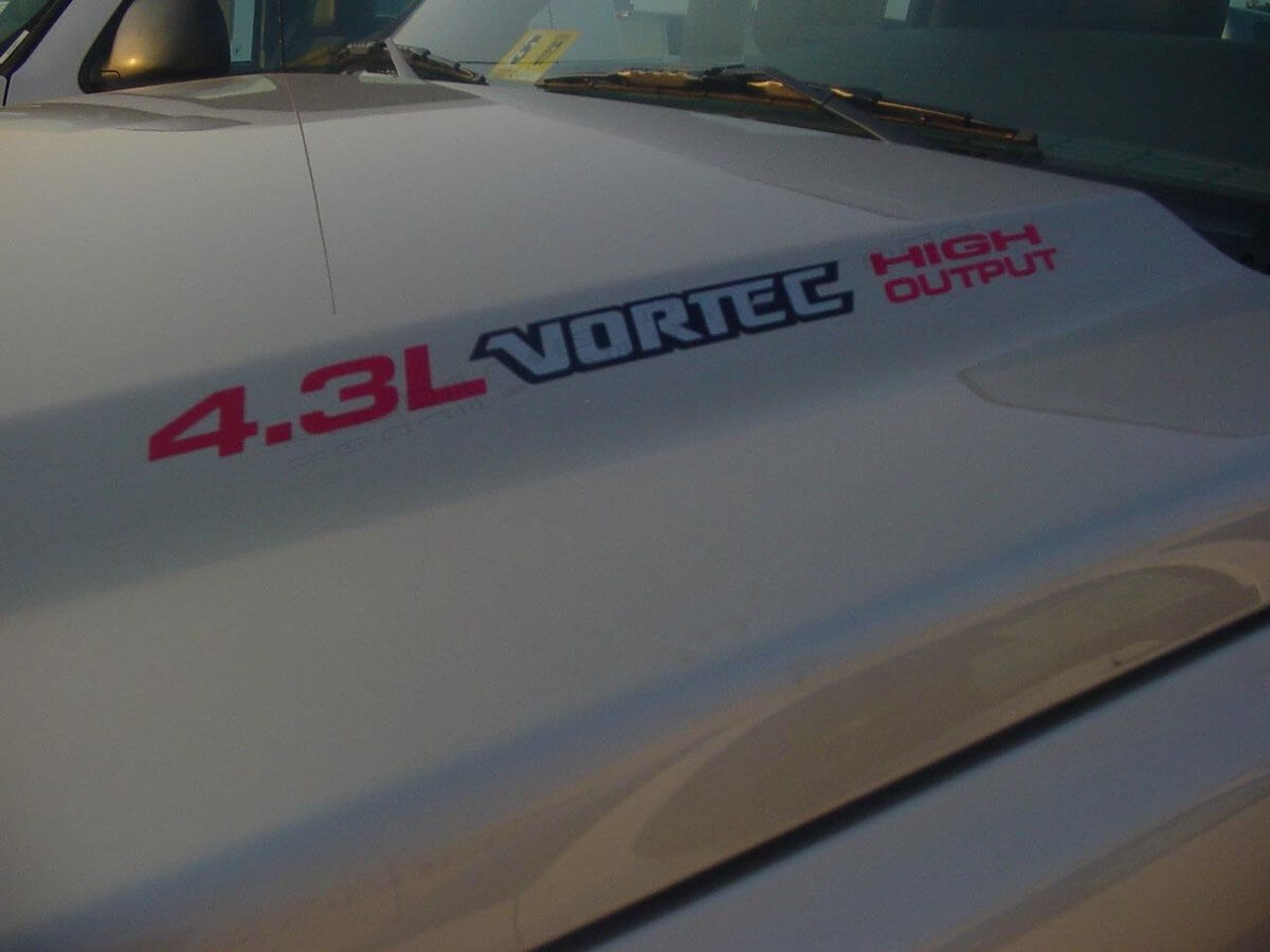 Déco Vinyle Capot 4.3L Vortec Haute Puissance Pour Chevrolet Silverado Colorado GMC Sierra Canyon