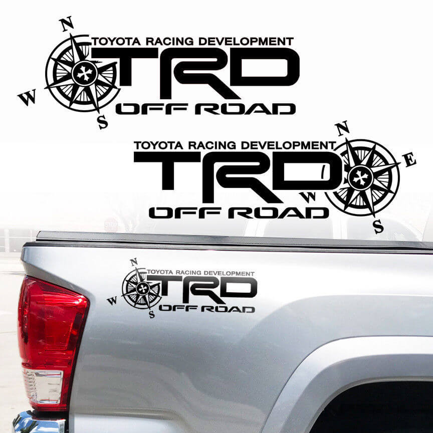 Kit d'autocollants vinyles TRD Off Road Compass pour le côté de benne Toyota Tacoma Tundra
