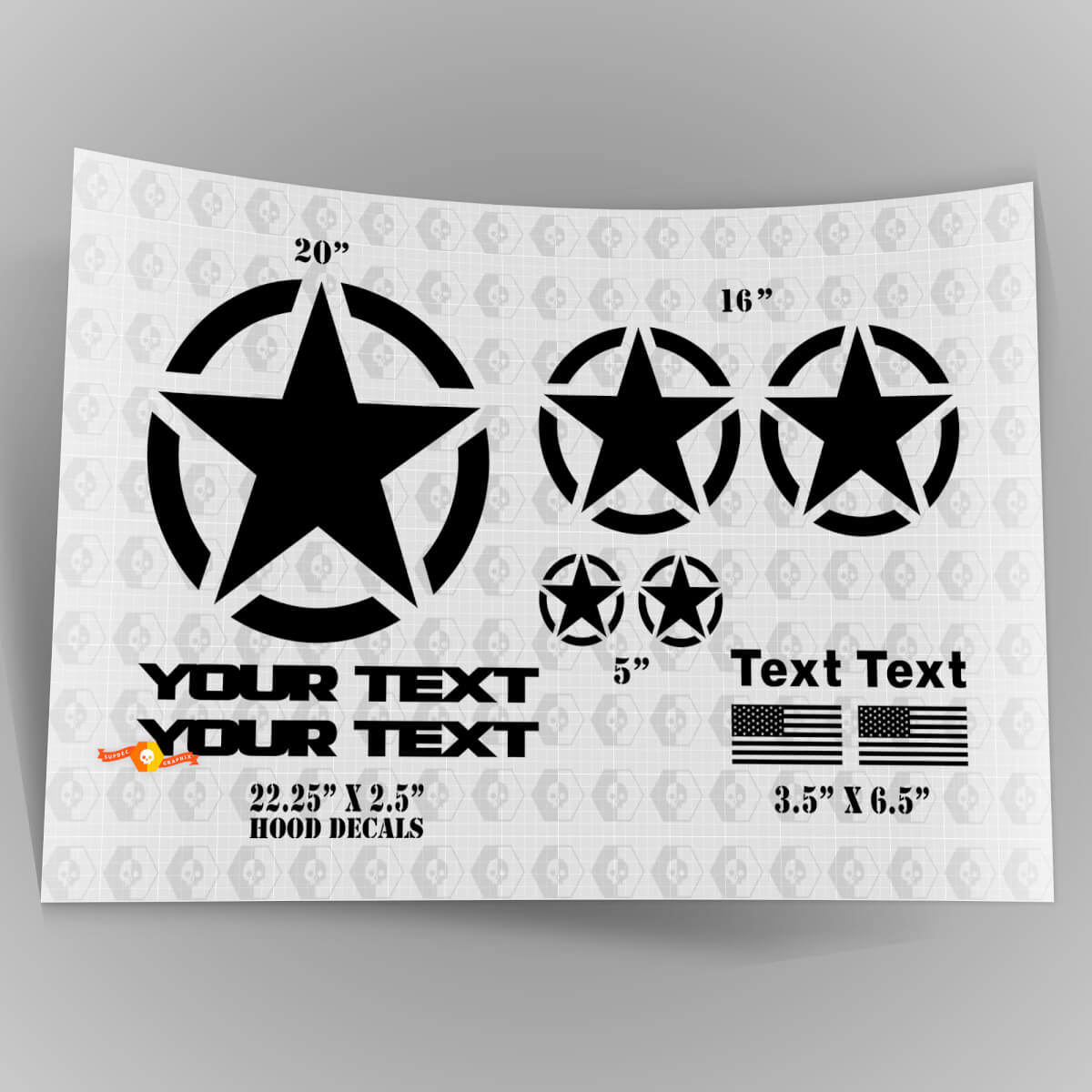 Kit d'autocollants style militaire Oscar Mike OM avec autocollants pour capot pour Jeep Wrangler