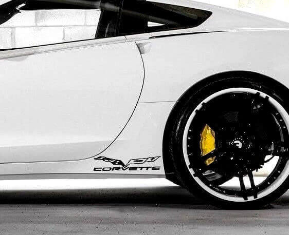 Kit d'autocollants en vinyle de bas de caisse drapeau Corvette pour Chevy Corvette Z06 C6-7 2005-2018