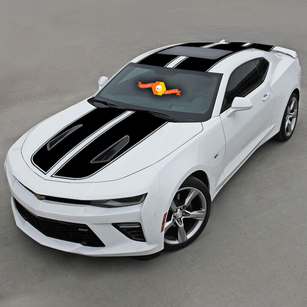 Chevrolet Camaro 2016- 2018 -ss- Top Double Vinyl Stripes W/ Pinstripes