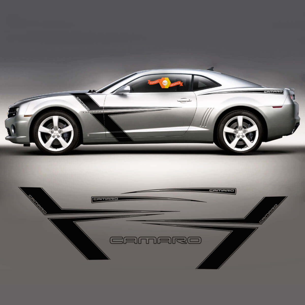 Chevrolet Camaro 2010 - 2024 T - Ensemble d'autocollants graphiques latéraux à rayures
