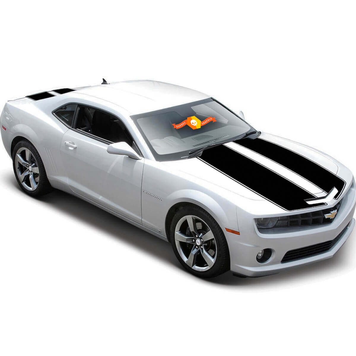 Autocollant vinyle à bandes doubles contour pour capot et coffre Chevrolet Camaro 2010-2015