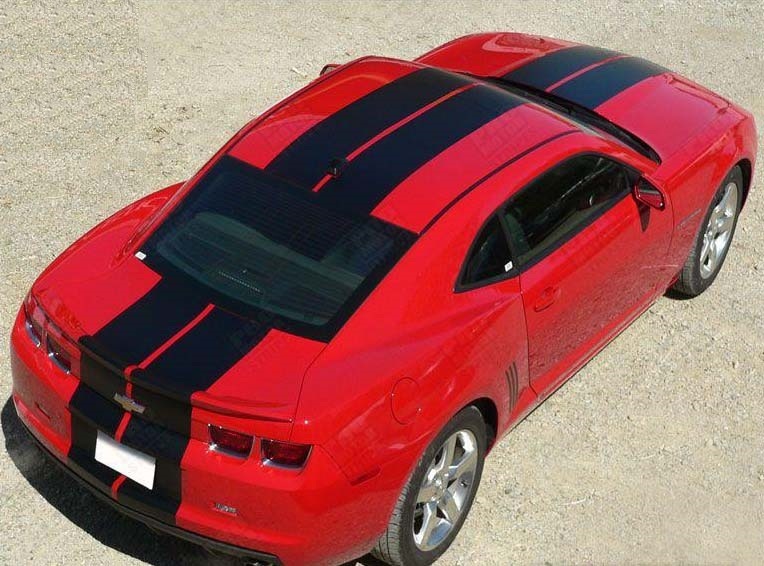 Pace Style Twin Rally Stripe Kit — Autocollant vinyle (capot, toit, coffre, pare-chocs arrière, pare-chocs avant) pour Chevrolet Camaro 2010-2015_2